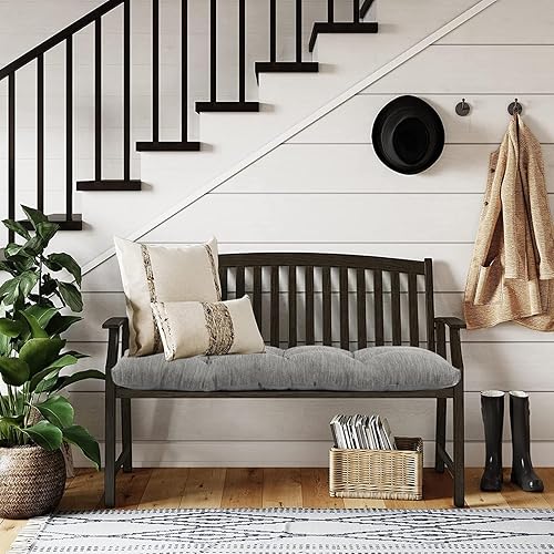 Miniatura 7 de baibu Cojín de banco clásico de color sólido de 36 pulgadas con lazos, súper suave, para interiores y exteriores, cojín de espuma de tamaño estándar