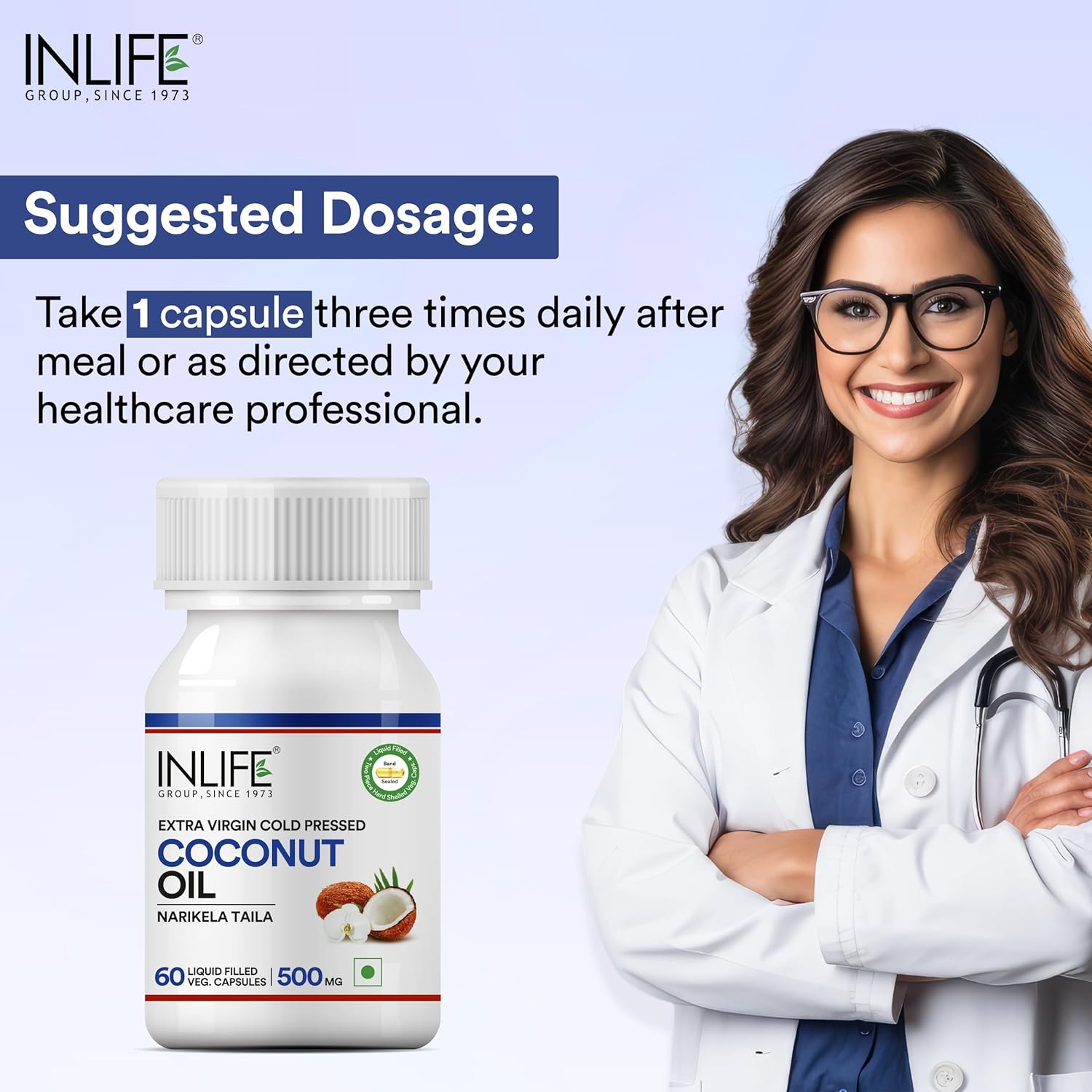 Inlife Coconut Oil Supplement 500 mg - 60 Vegetarian Capsules Inlife Coconut Oil Supplement 500 mg - 60 Vegetarian Capsules