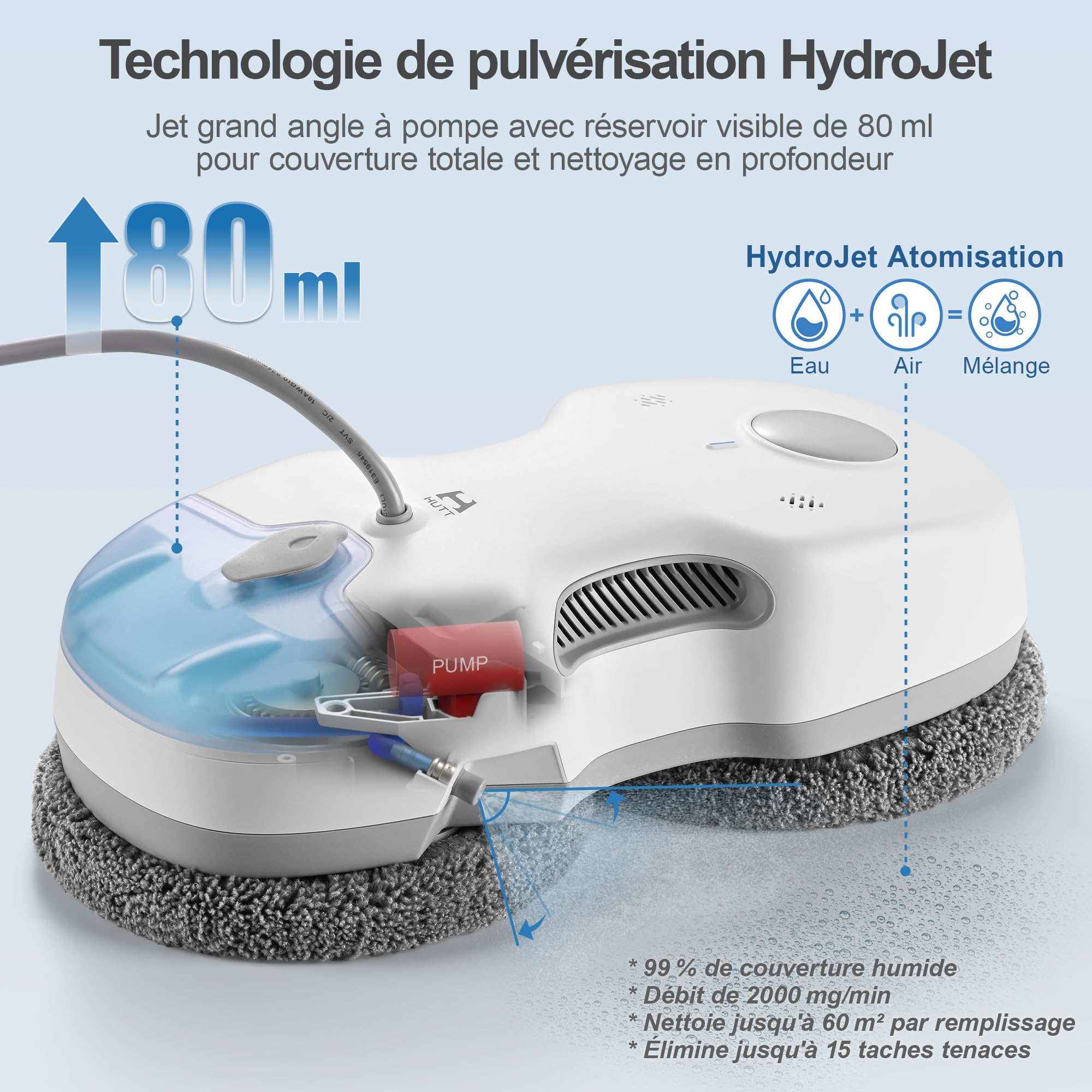 HUTT S7 Robot Nettoyeur de Vitres 5500Pa, Robot Laveur de Vitre avec Gicler l'eau Automatique, Châssis 3D Flottant, Système de Protection Multiples, Télécommande