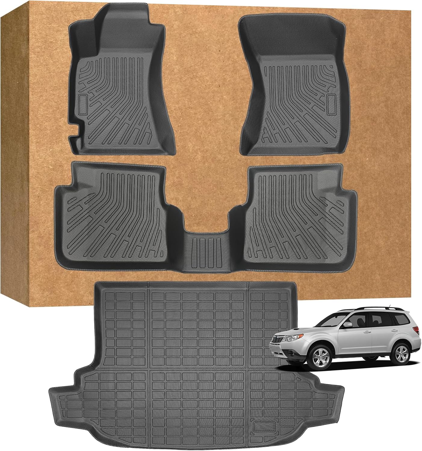 Floor Mats for Subaru Forester 2009-2013, Heavy Duty TPE Waterproof Non-Slip All Weather Protection Custom, Floor Mats & Cargo Liner