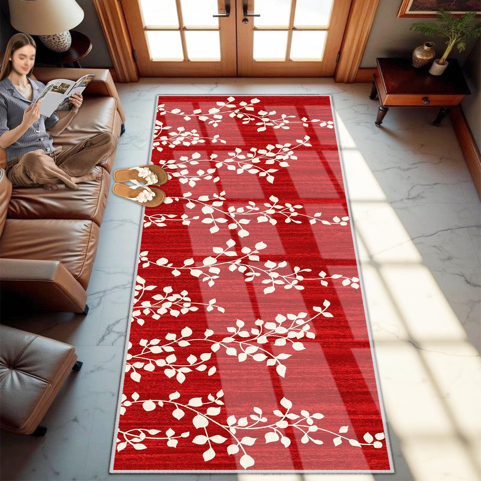 Alfombrilla de pasillo corredores rojo 100 x 160 cm alfombra cocina lavable habitacion comedor