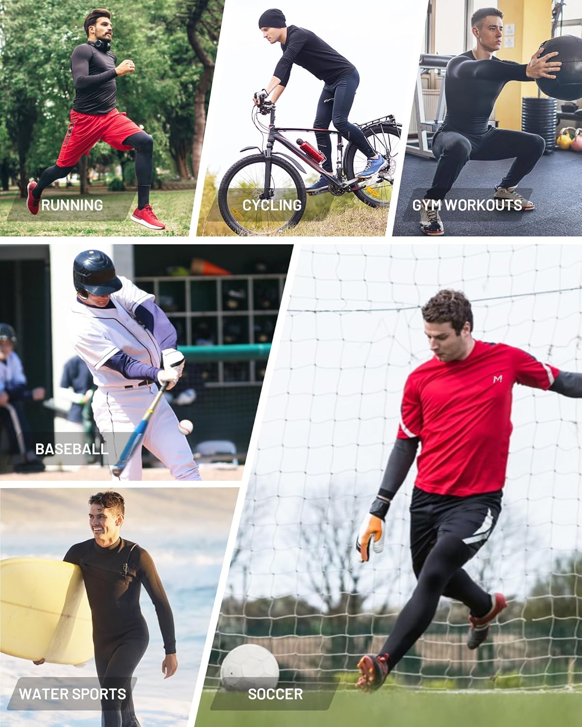 Moozava Mens Compression Shirt Long Sleeve Quick Dry Athletic Workout Gym T-Shirt SPF Running Top Sport Undershirt Base Layer - Image 6