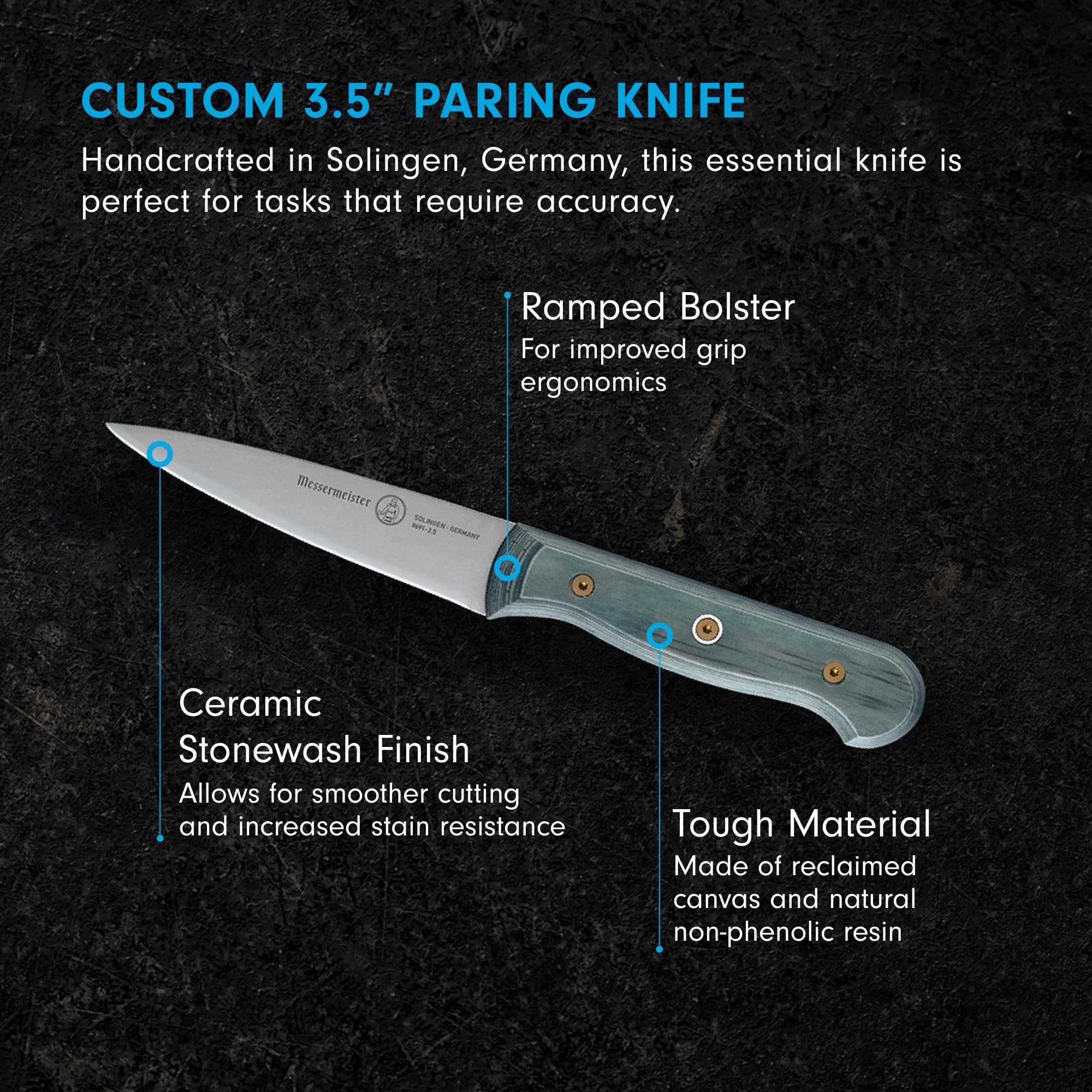 Dexter 3.5 Inch Paring Knife - Blue Handle Professional Kitchen Knife