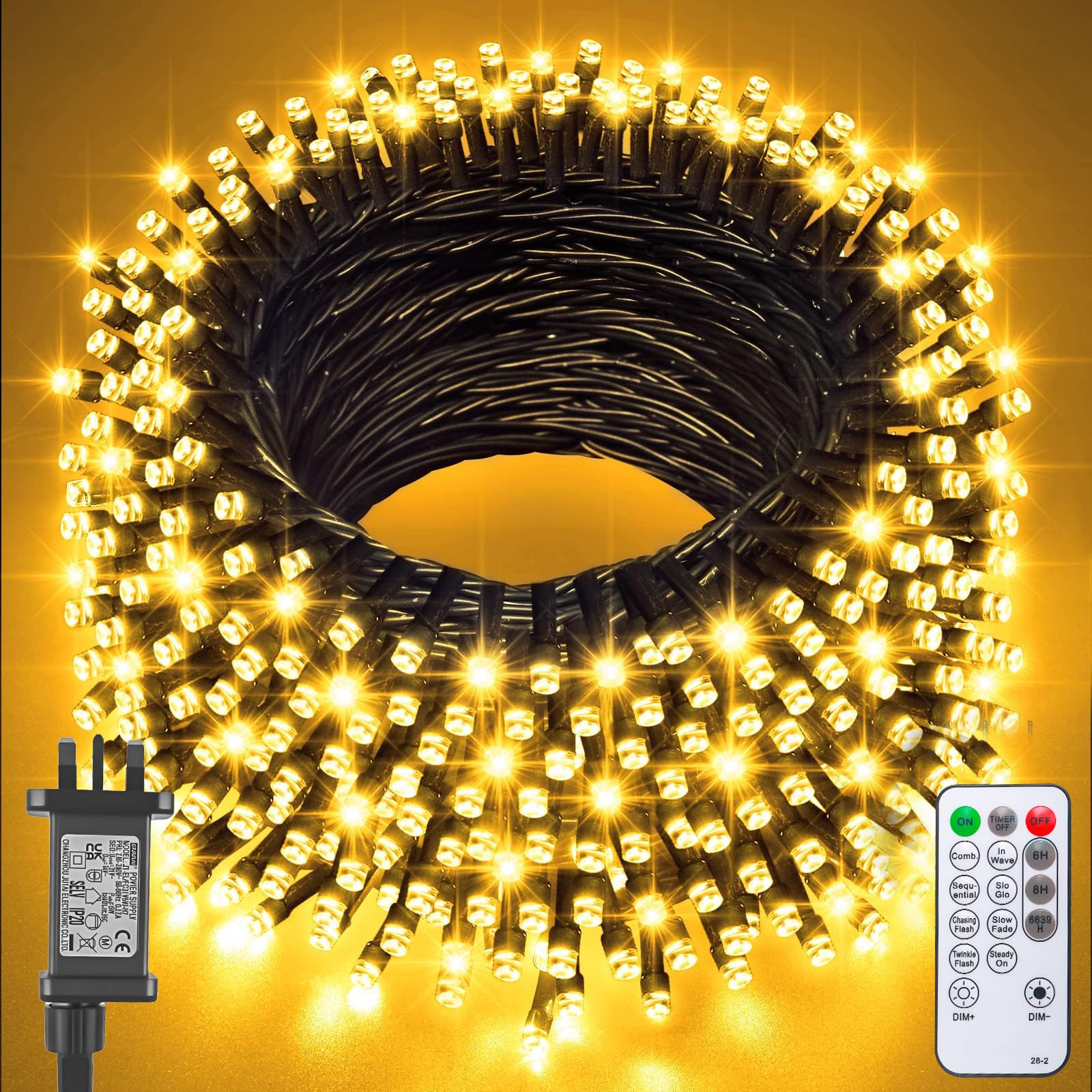 Jsdoin Christmas Tree Lights Plug in,40m 400 LED Outdoor Fairy Light Mains Powered