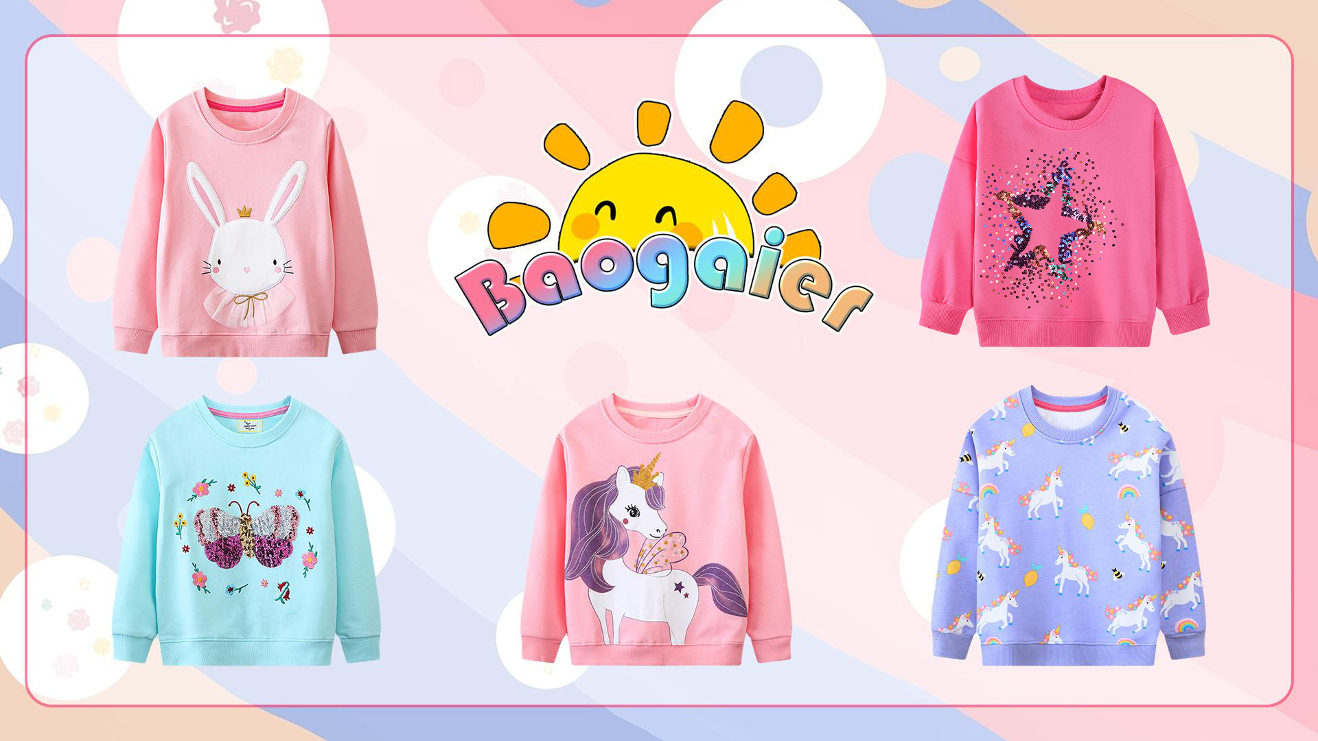Felpa Ragazze 2-7 Anni Felpa Unicorno Per Bambine 2-7 Anni Maglione  Cotone Con Ricamo, Senza Cappuccio My Little Pony
