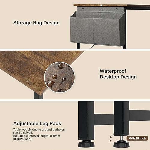 Miniatura 4 de Simple Deluxe Escritorio de oficina para computadora, mesa de PC de estilo moderno y simple con bolsa de almacenamiento, para trabajo en casa,