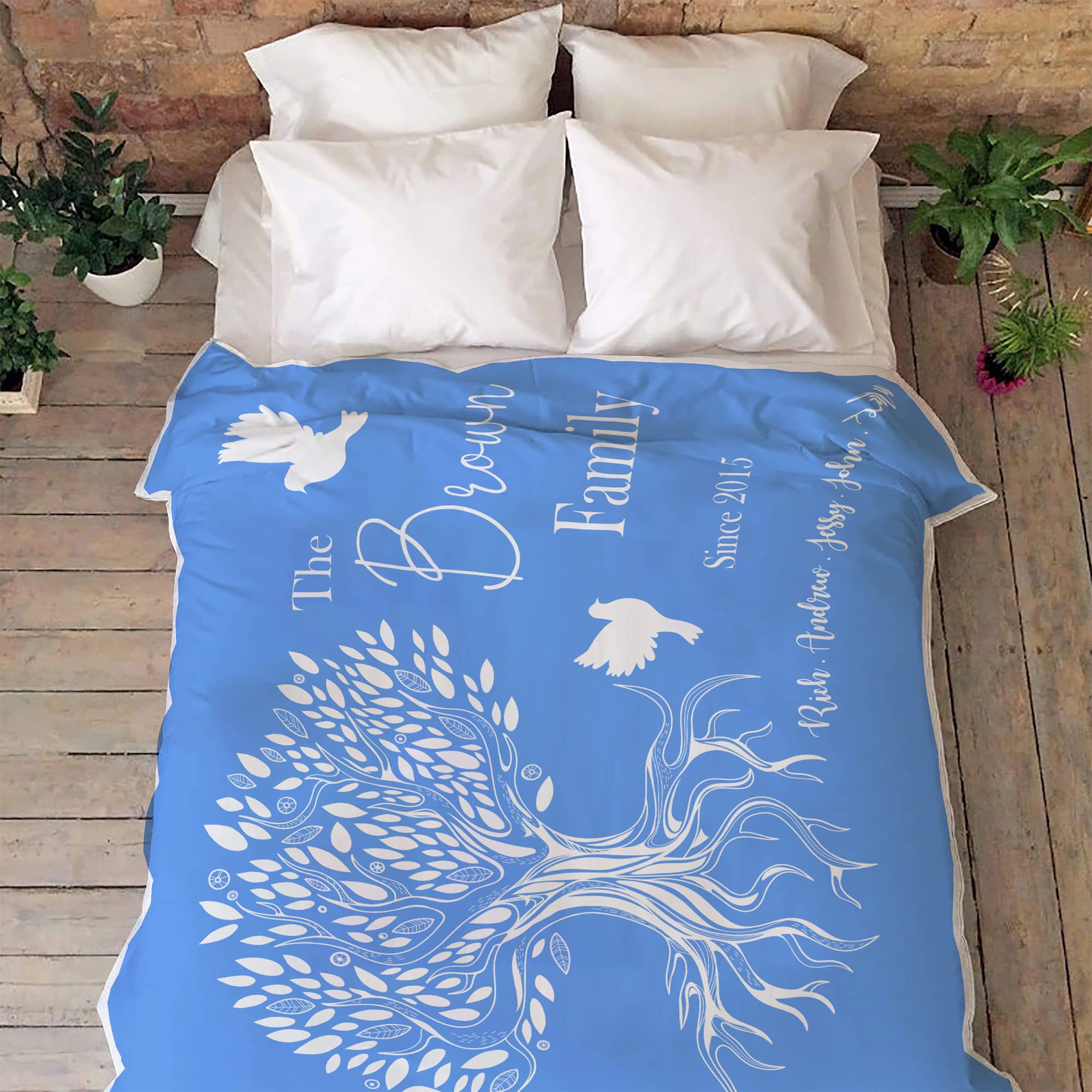 Manta personalizada con nombre del árbol genealógico, manta con nombre personalizado, año y nombre familiar, regalo de inauguración de la casa, manta de forro polar suave, manta personalizada con