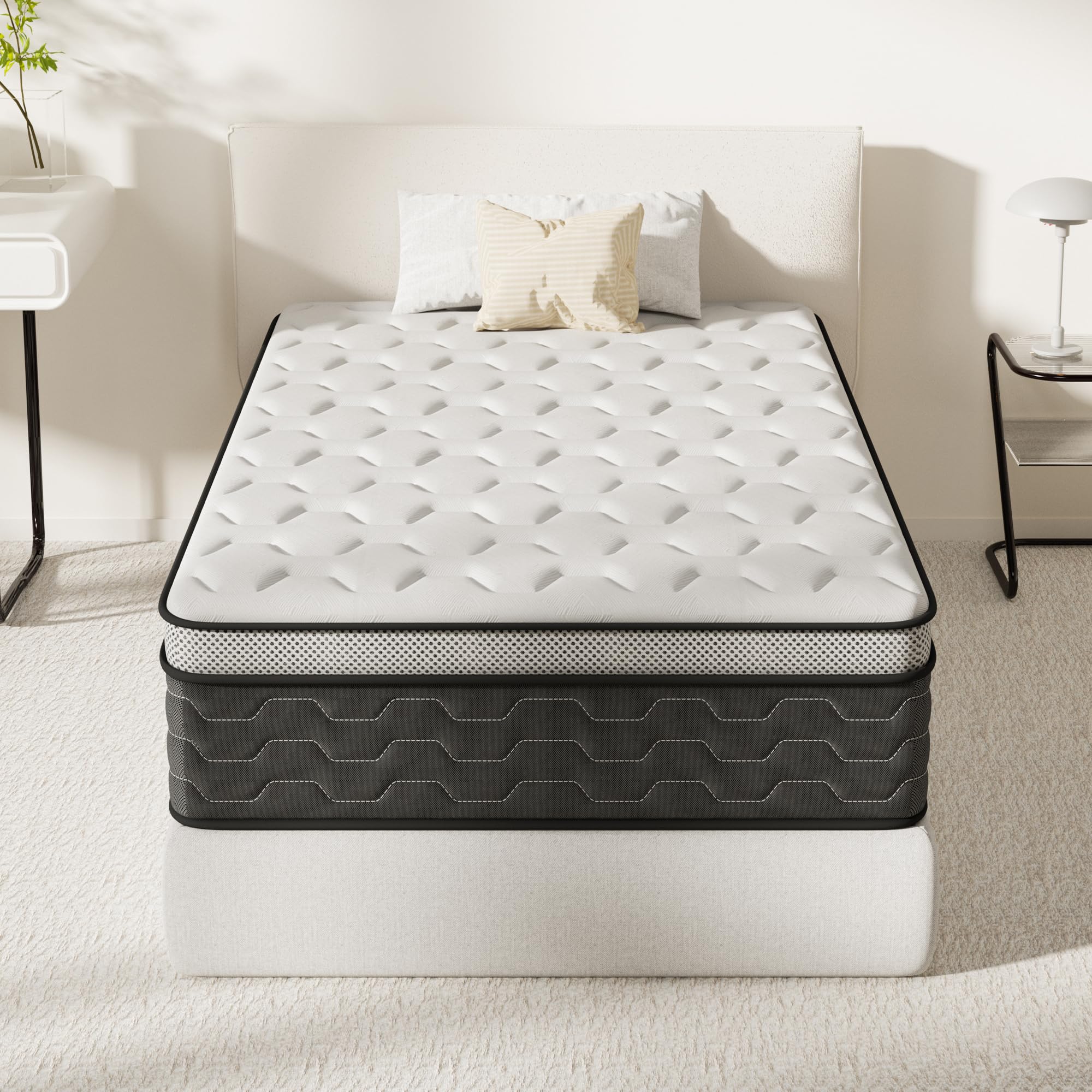 DEWINNER Colchon 90 x 190 | Altura 27 cm | Colchones Viscoelástico con Muelles Ensacados | 7 Zonas | Firmeza Media | Ideal para Habitaciones Pequeñas y Una Persona | Transpirable | Ergonómico