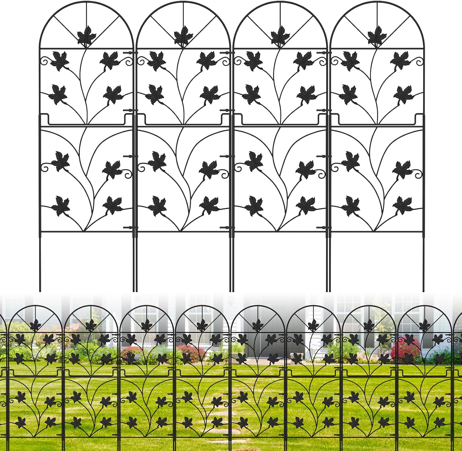 Garden Fencing Tall 10 Pack Animal Barrier No Dig Fence 38in (H) x 10ft (L) Metal Garden Border Fencing for Yard Arched Flower Bed Edging Outdoor