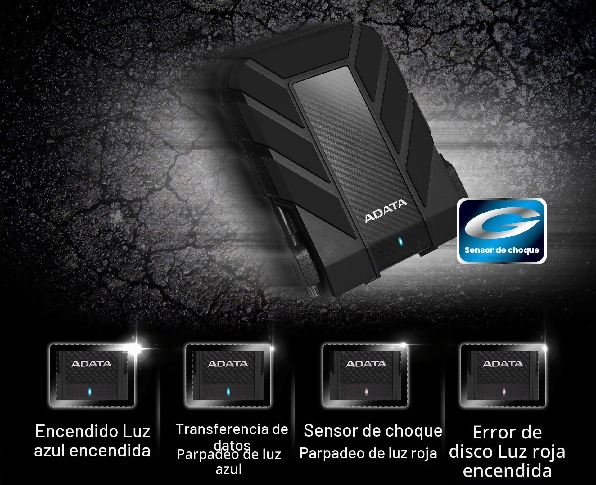 ADATA HD710 Pro - Disco duro externo (2000 GB, 2.5", 3.0 (3.1 Gen 1), Negro, Azul)