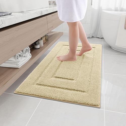Buganda Tapetes de baño, de 36 x 24 pulgadas, de microfibra suave y absorbente, antideslizante, lanudo y lavable a máquina, para suelo de baño, disponible en Yaxa Colombia