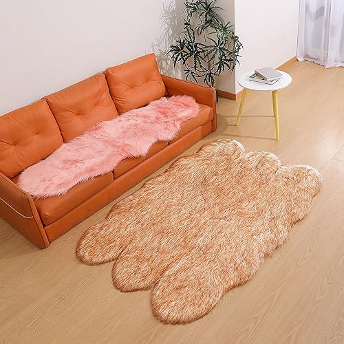 Miniatura 83 de Alfombra de piel sintética de piel de oveja, esponjosa, esponjosa, color negro, de 3 x 4 pies, para dormitorio, mesita de noche, suelo, sala