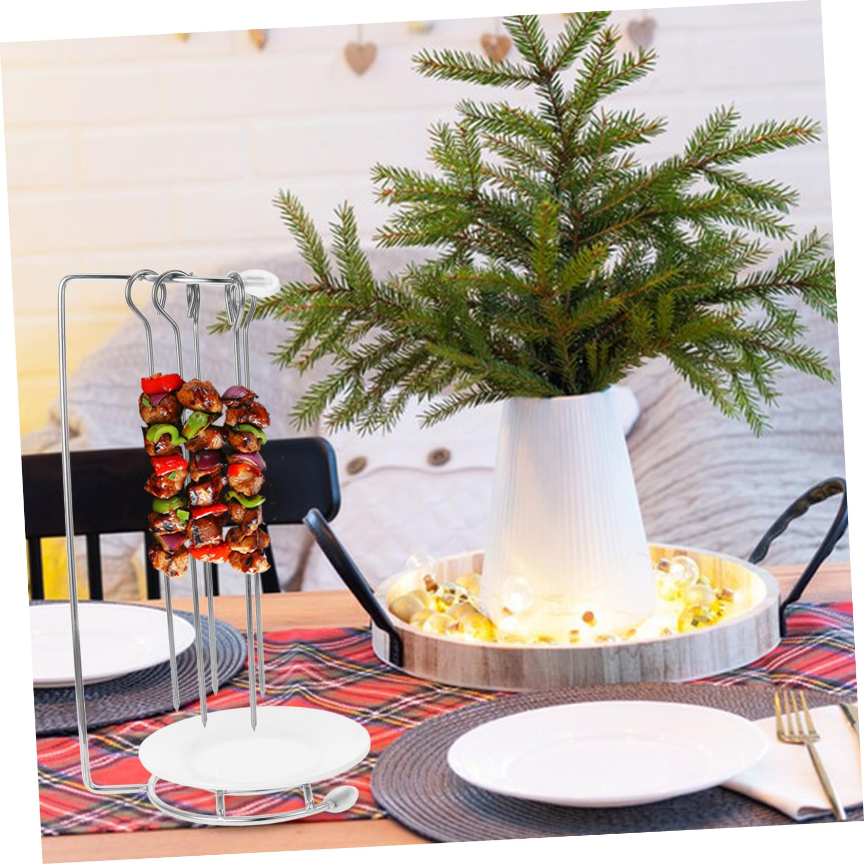 Supporto Facile Barbecue Inox Acciaio Spiedini per in e with Design da Riporre e Cottura Uniforme, per Picnic e Campeggio All'aperto