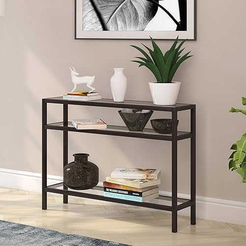 Miniatura 4 de Henn&Hart Mesa consola rectangular de 42 pulgadas de ancho en bronce ennegrecido, mesa de entrada, mesa decorativa para sala de estar, pasillo