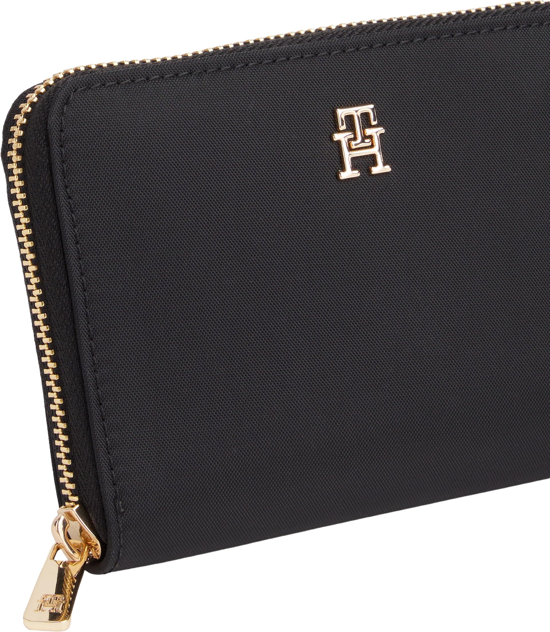 TOMMY HILFIGER Damen TH ICON MED ZA Nylon AW0AW17741 Geldbörse mit umlaufendem Reißverschluss, Schwarz (Schwarz), Einheitsgröße, Schwarz (Schwarz), One Size