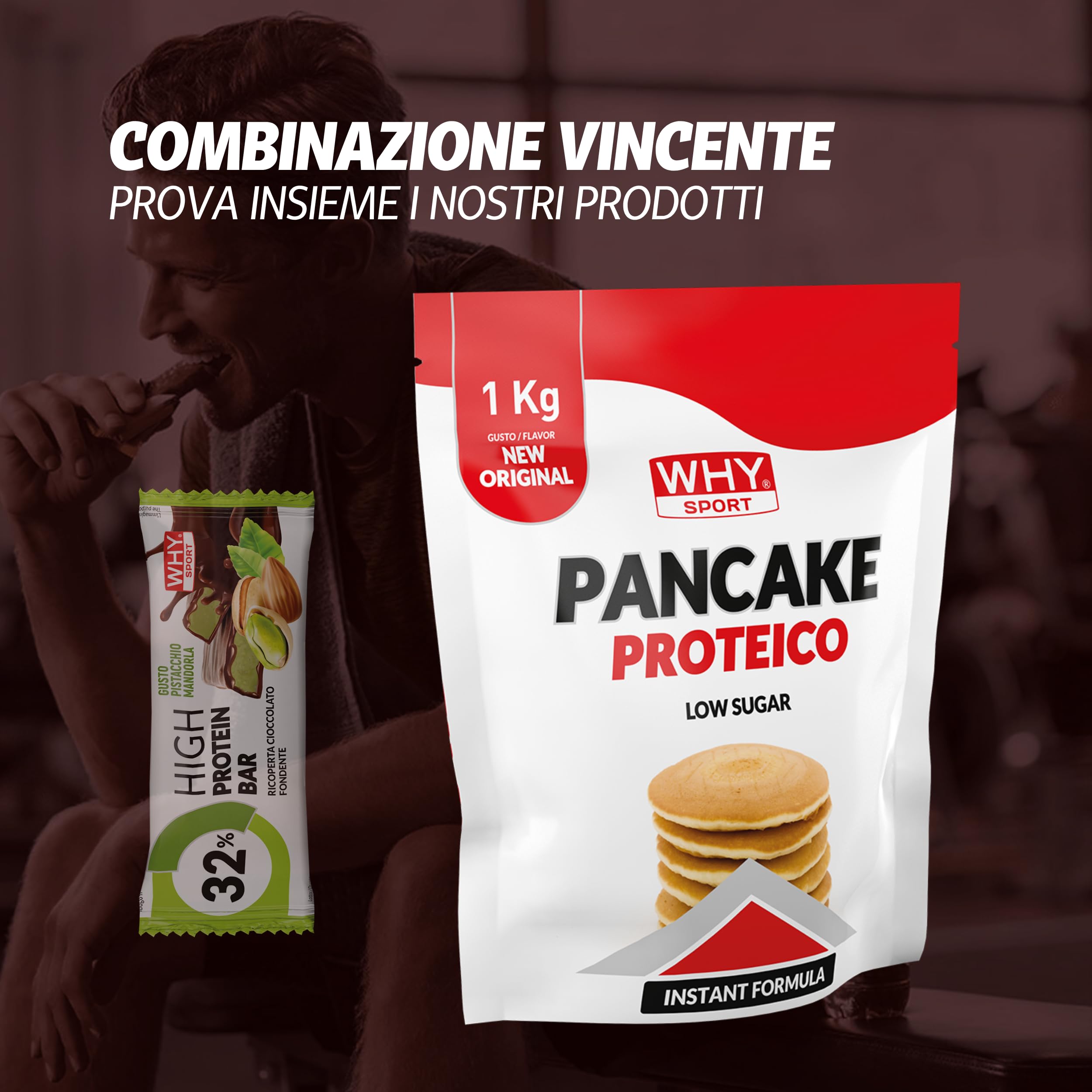 WHY SPORT 32% HIGH PROTEIN BAR- Barrette Proteiche Ricoperte e Ripiene - Barretta Proteica Senza Glutine - Snack Proteico - Box 24 Barrette da 50 gr (Pistacchio)