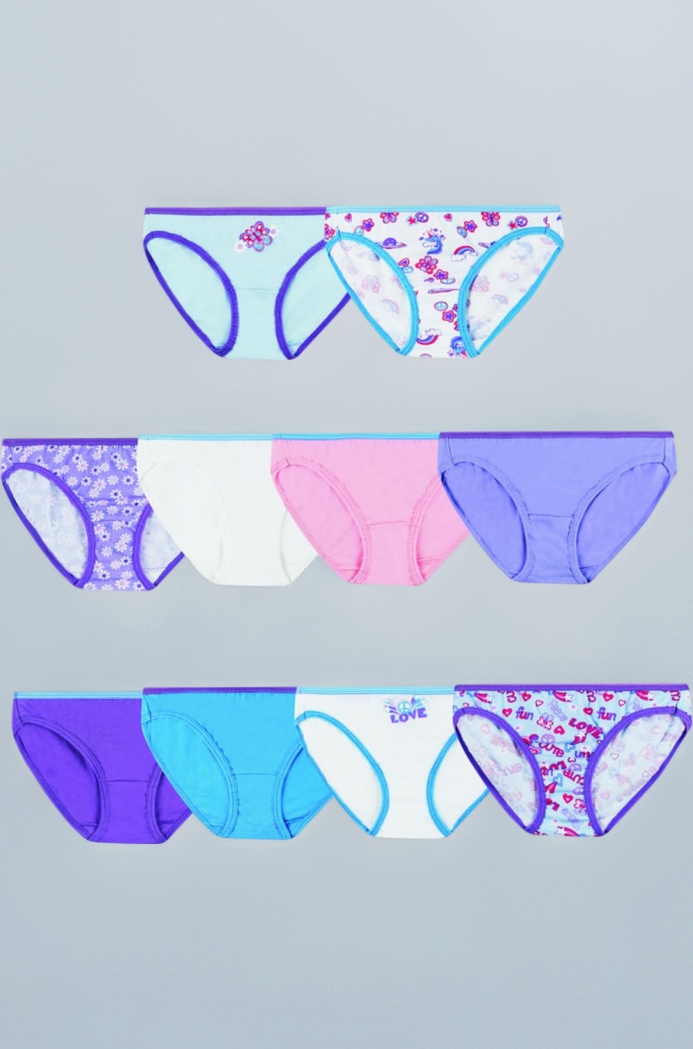 Hanes Big Girls' Bikini Pack, Assorted, 10