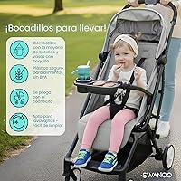 Vista 2 de Swanoo Bandeja Universal para Bocadillos de Cochecito Compatible con Nuna Mockingbird Bugaboo Uppababy Accesorio de Bandeja para Barra