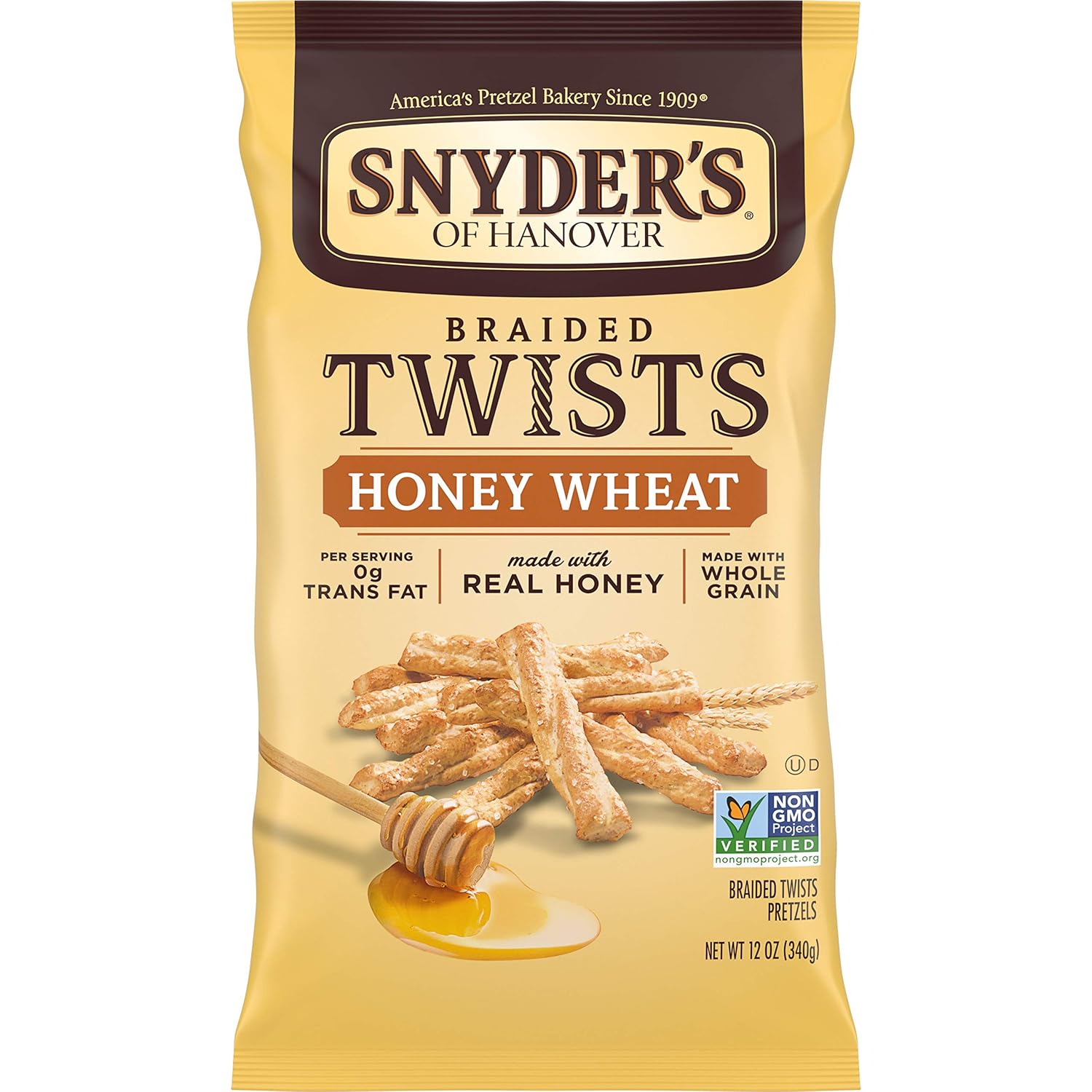 Snyder's of Hanover Pretzels Braided Twists, Honey Wheat, 12 Ounce (Pack of 12)