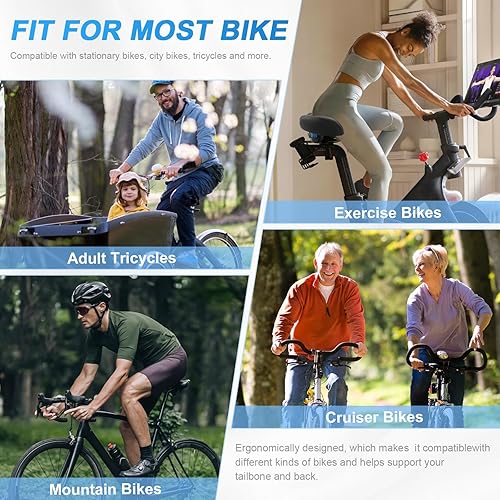 Vista 14 de Xmifer Asiento de bicicleta de gran tamaño, cómodo sillín de bicicleta, diseño de ranura media, espuma viscoelástica de 2.95 pulgadas de grosor