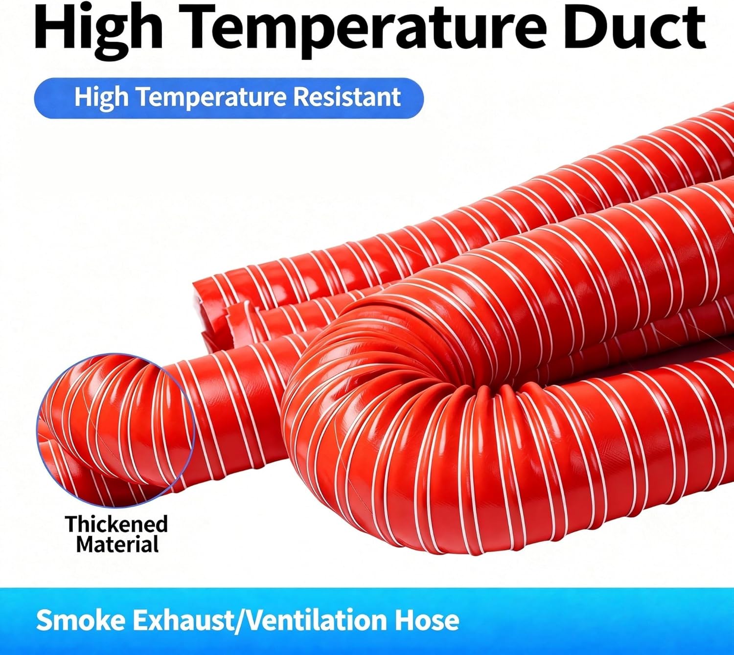 Cooling Air Ducting, 4meter Silicone Air Duct Hose, Flexible Induction Intake Pipe, High Temperature Exhaust Hose(Inside Dia - 8.0cm/3.15 inches)