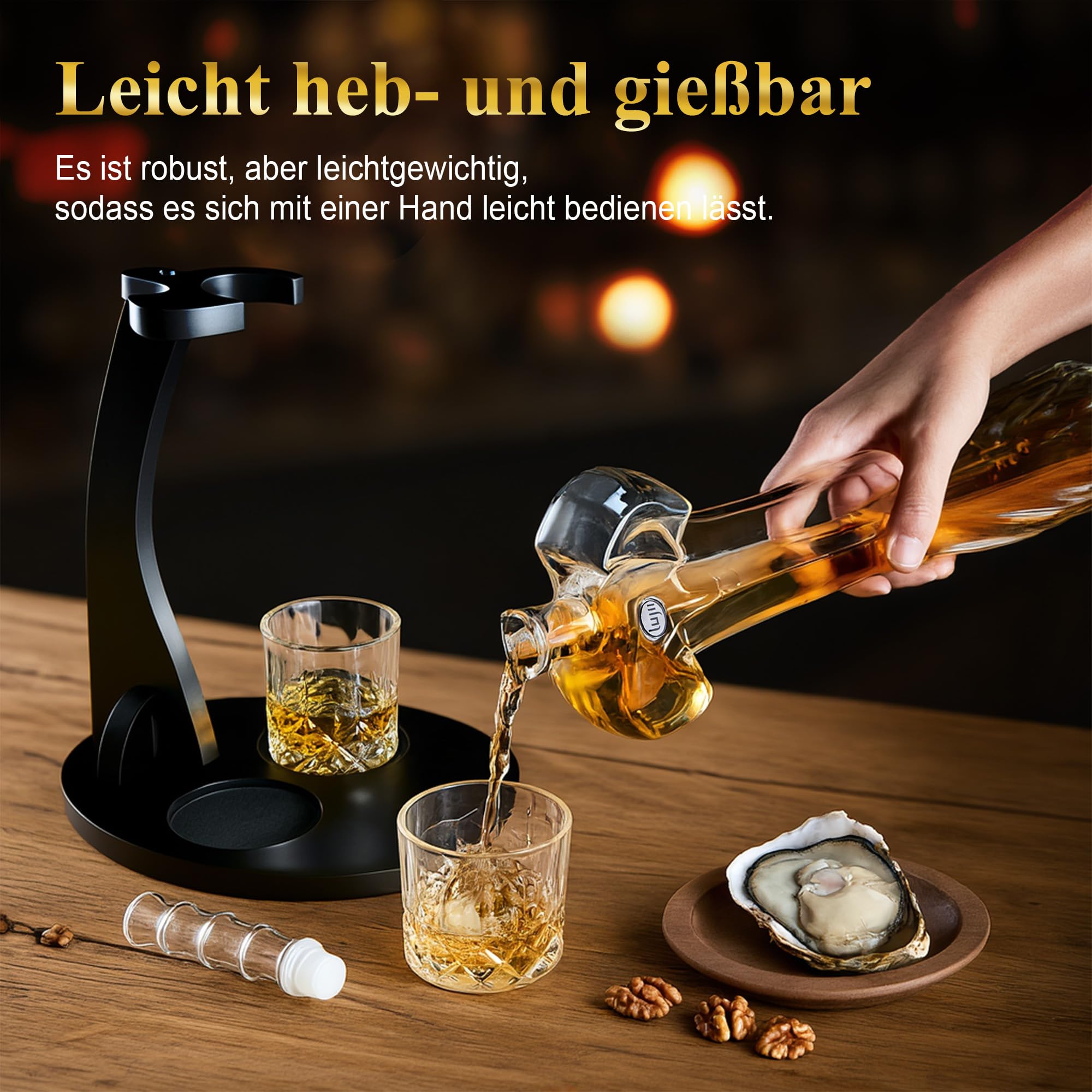 LUJII Heroisches Schwert Whisky Karaffe für Echte Männer, Whiskey Geschenkset mit 2 Gläsern und Holztablett, Personalisierte Geburtstag Hochzeitstag Geschenke für Papa, Ehemann, Freund, Sohn, 850ml