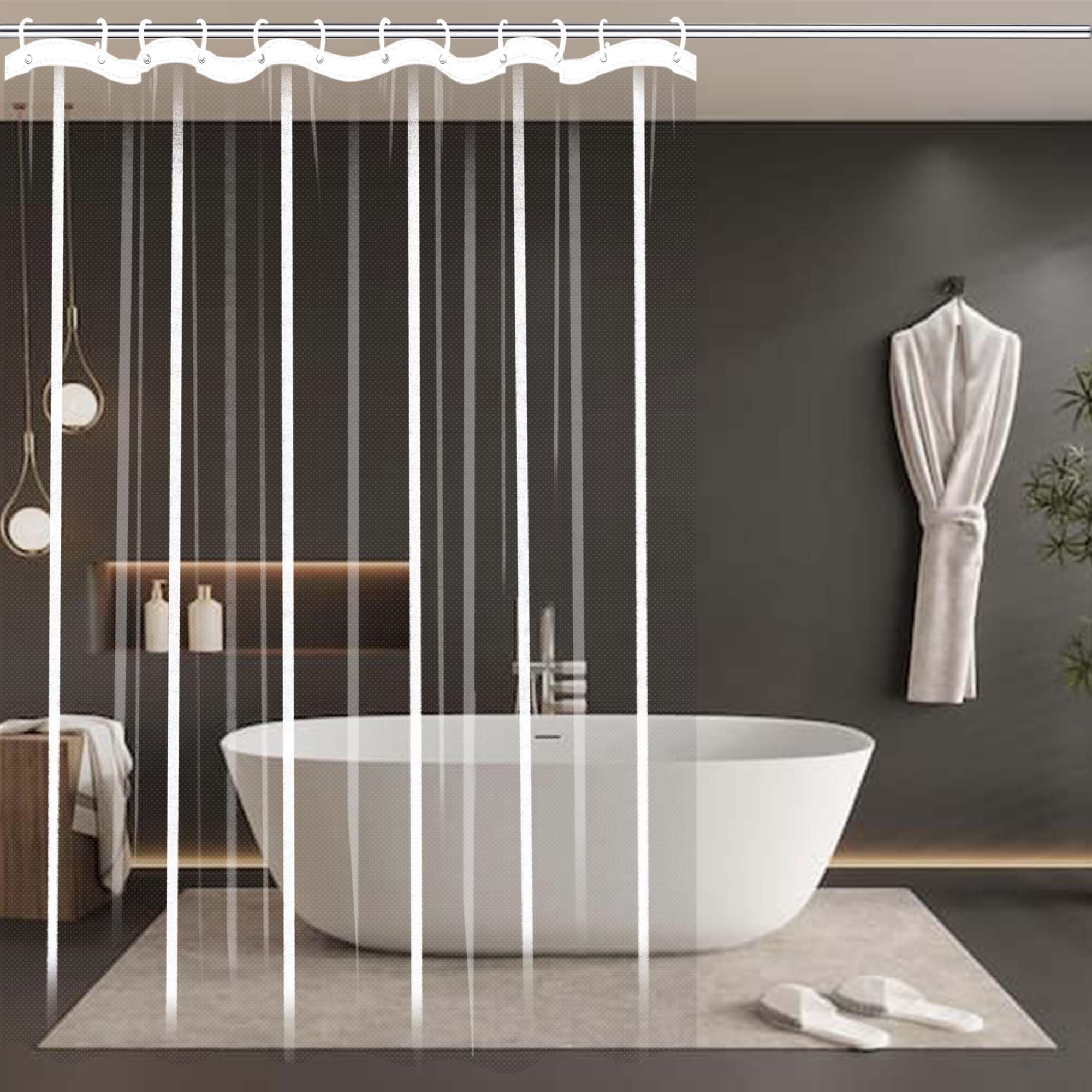 Rideau de douche pour salle de bain 270 x 135 cm transparent