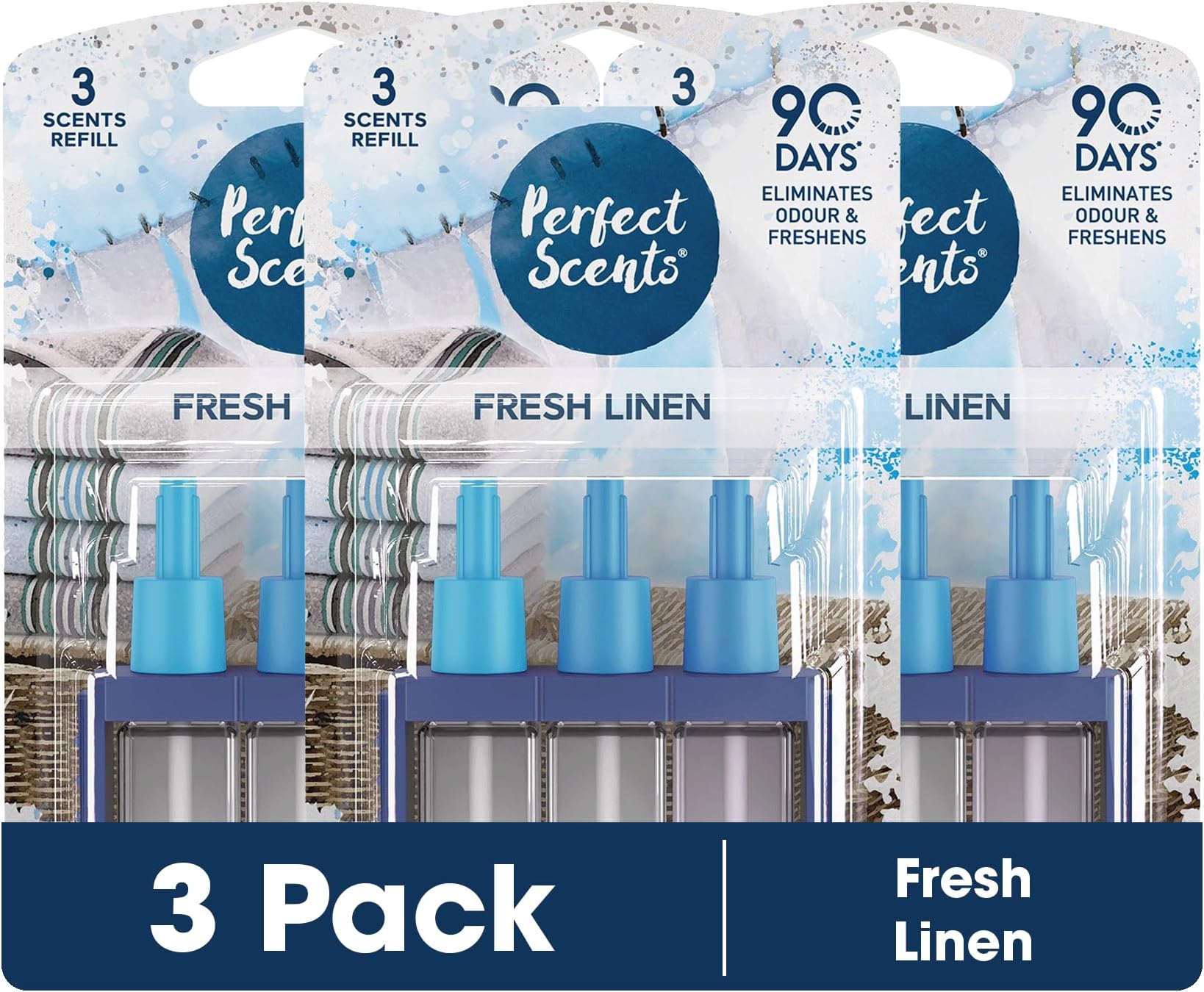 3x Perfect Scents Air Freshener Refill 20ml - Fresh Linen - Compatible with 3volution 20ml