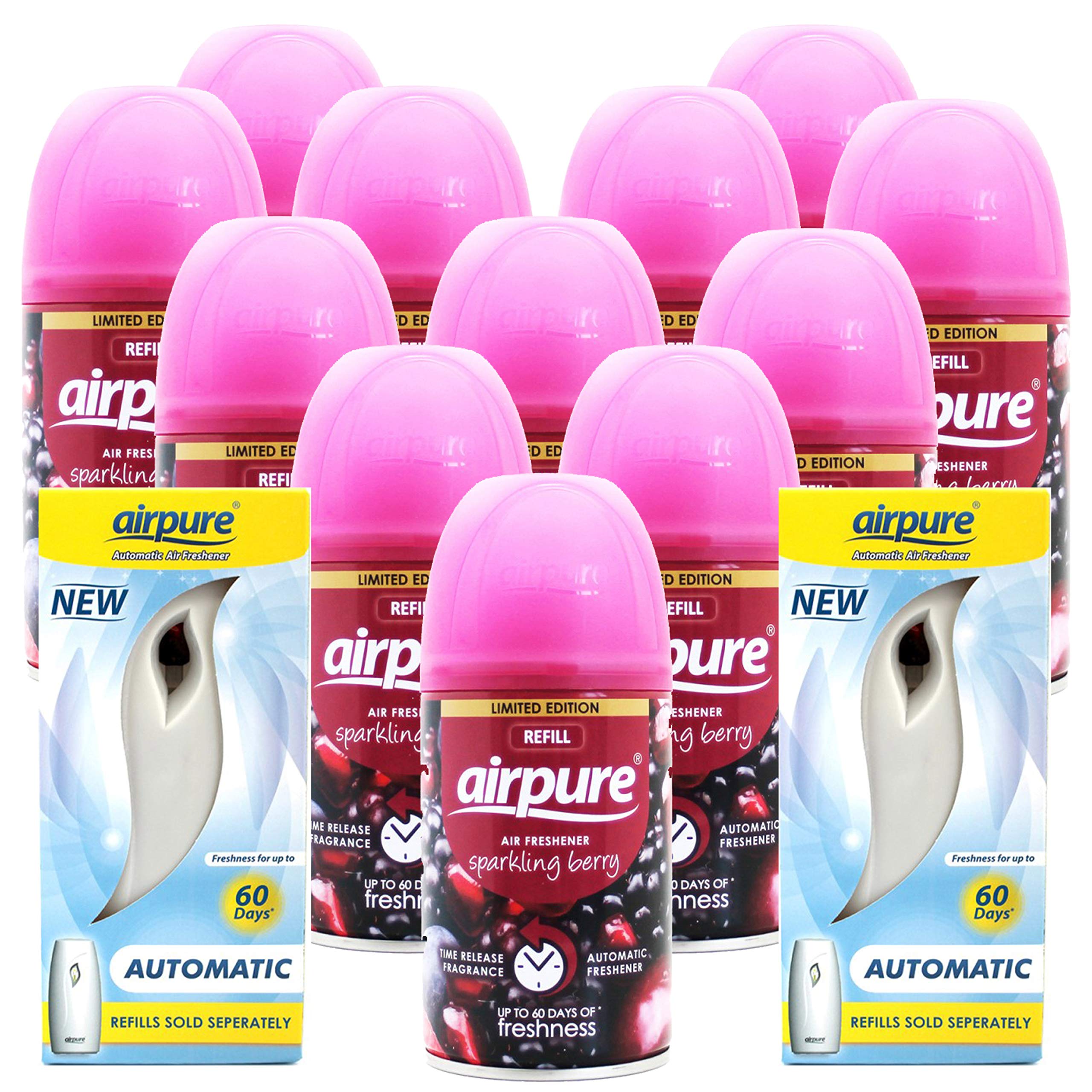 12 x AIRPURE REFILL CAN TIN AUTOMATIC FRAGRANCE FRESHENER 250ml JASMINE FRAGRANCE