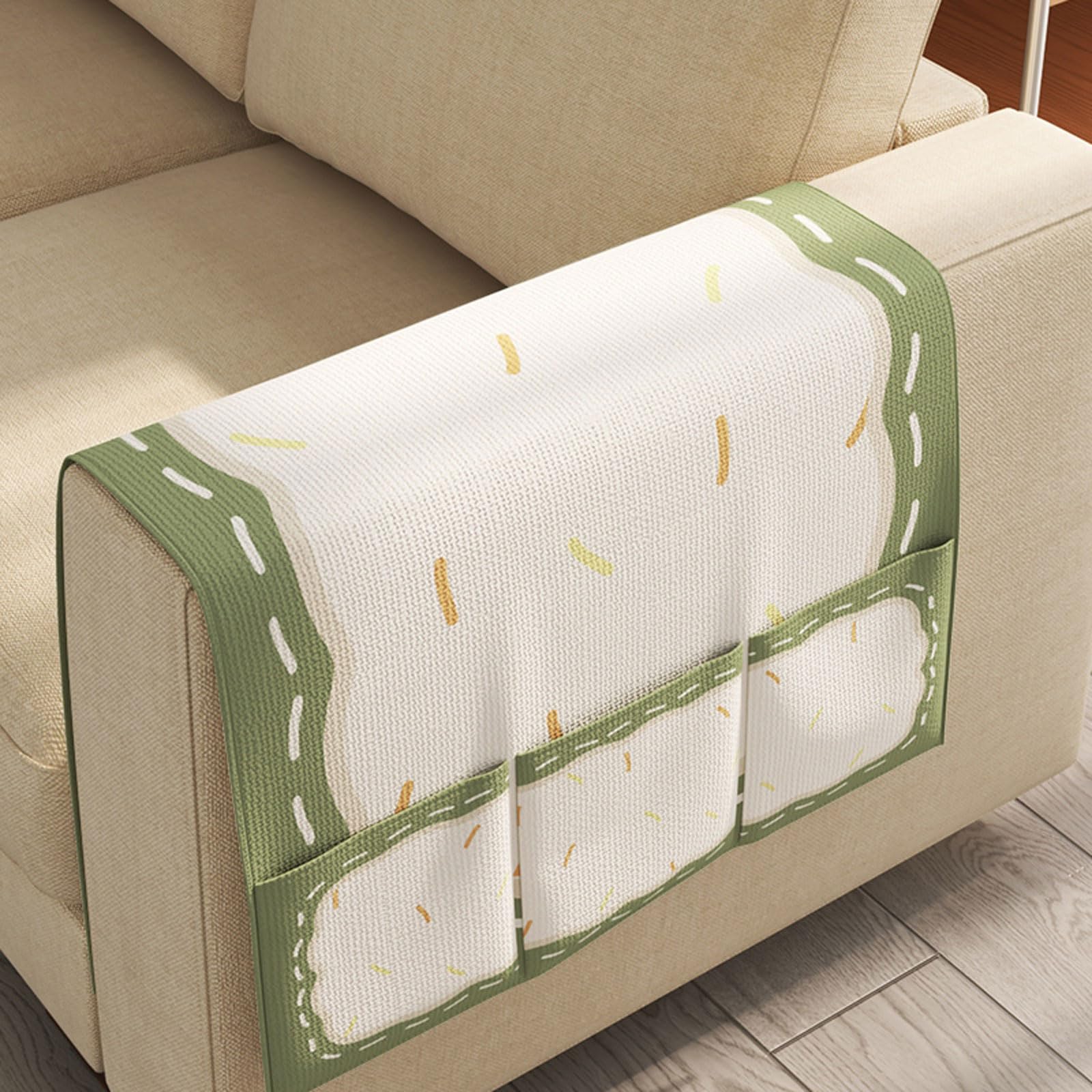 Portaoggetti per bracciolo di divano e poltrona, Organizer for riporre i braccioli del divano, borsa da appendere, 2 tasche, snack remoto, bianco, dimensioni multiple(White 3,50*110cm (two pockets))