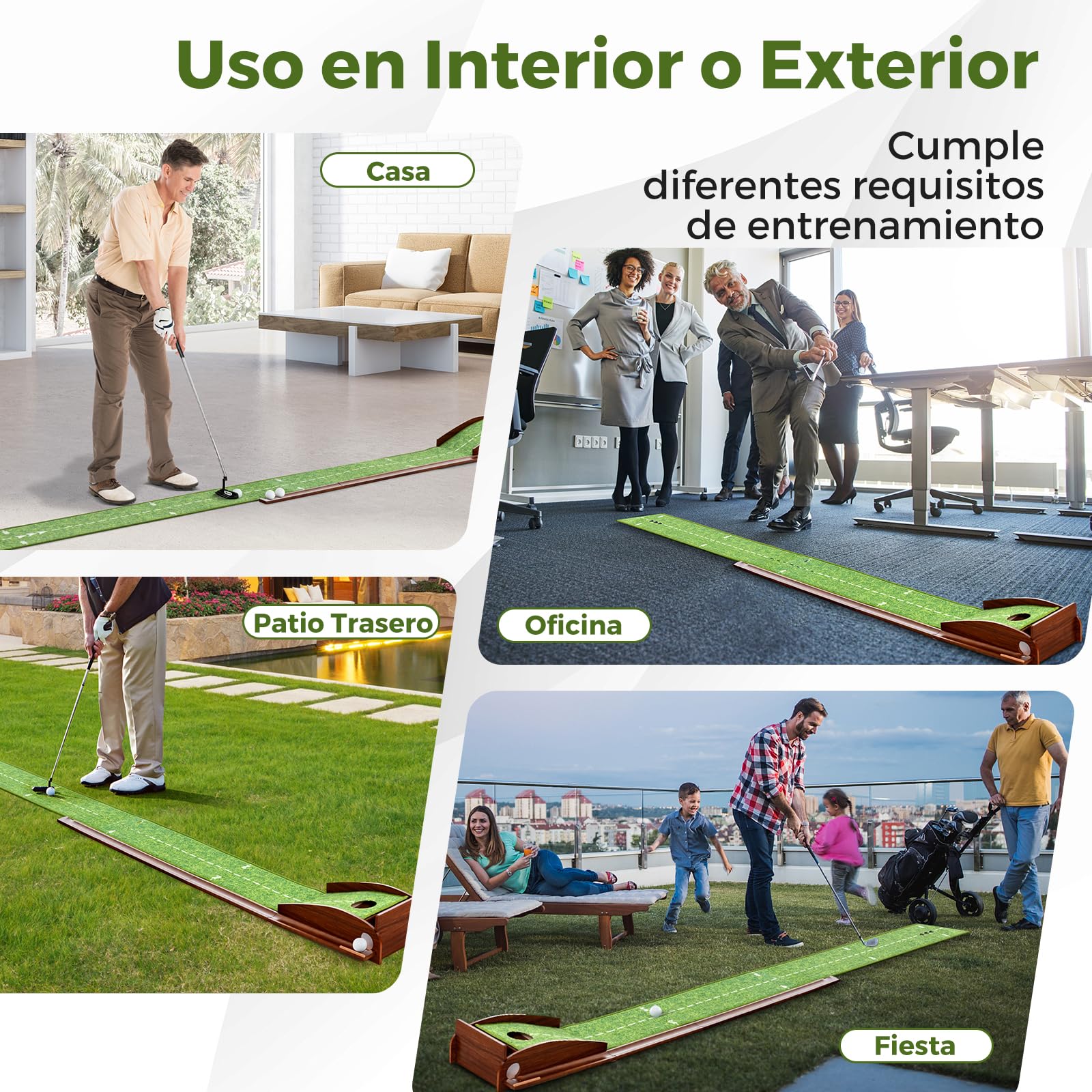COSTWAY Mini Golf, Alfombra de Putting de Entrenamiento de Golf Interior y Exteriores, 1/2/3 Tamaños De Orificios, Retorno automático de la Bola, 3 Pelotas, Cesped de Minigolf (1 Orificio)