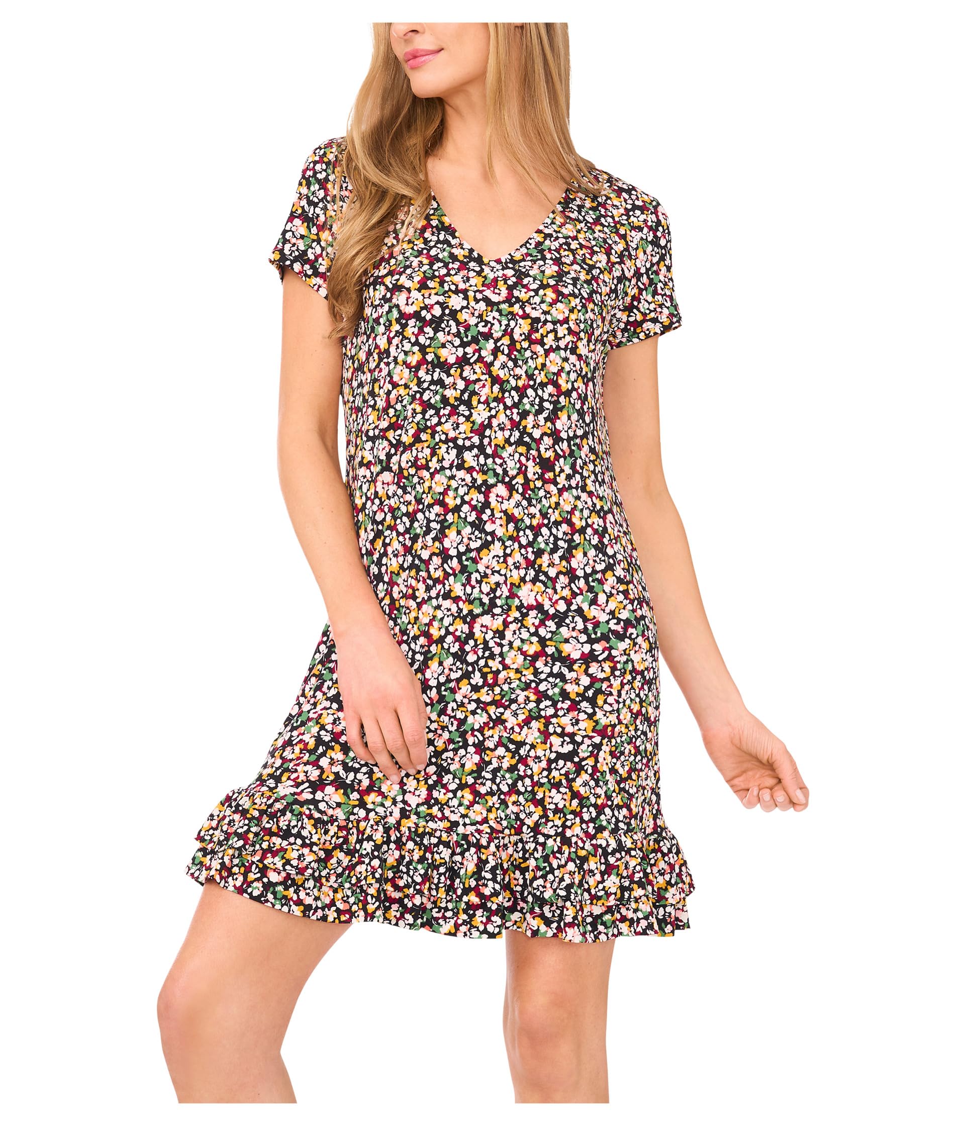 Ruffled Hem V-neck Knit Dress – On Sale Now with Up to 31% Off