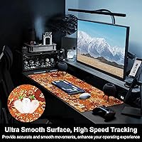 Vista 5 de Mouse Pad, Large Retro Boho Hippie Flower Desk Mat, Extended Non-Slip Gaming Keyboard Mousepad Desk Pad, Thick Stitched Edges Waterproof Mouse Mat