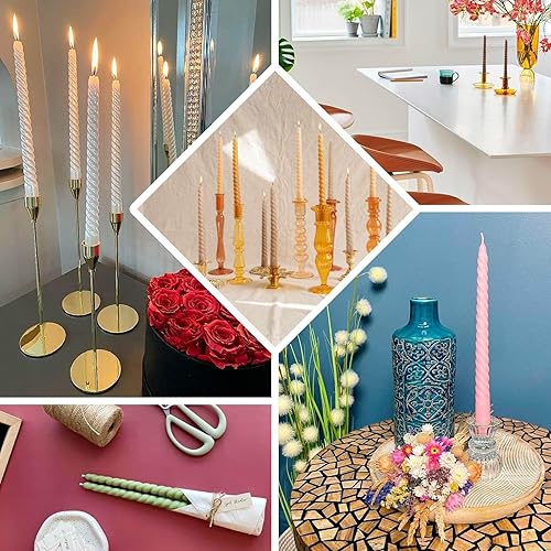 Miniatura 5 de Efavormart 12 Pack  11" Terracotta Premium Spiral Long Burn Wick Taper Candles, Tall Unscented Wax Dinner Candle Sticks