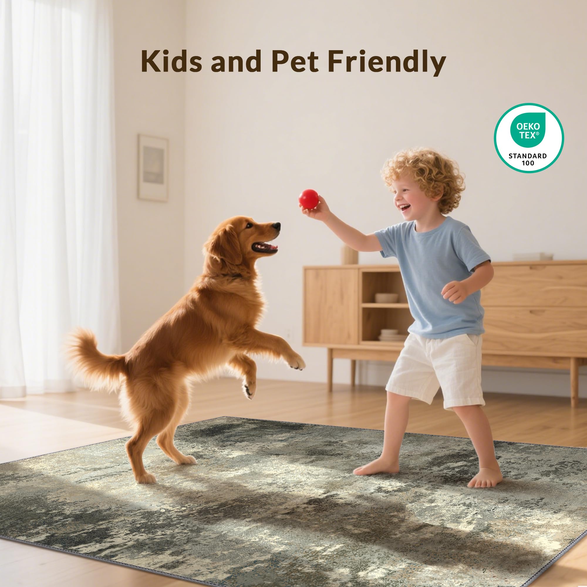 GENIMO Washable Runner Rug 80x150cm - Soft Short Pile Non-Slip Carpet Runners, Durable, Easy Clean Rug for Hallway Bedroom Neutral Gray - Image 4