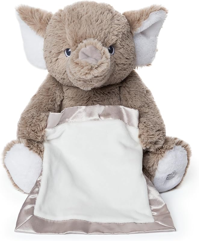 Peluche animado de elefante Peek-a-Boo Furry Friends, gris, 10"