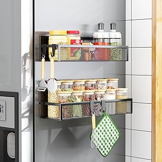 Magnetic Spice Rack for Refrigerator, 2 Pack Magnetic Shelf, Fridge Magn...
