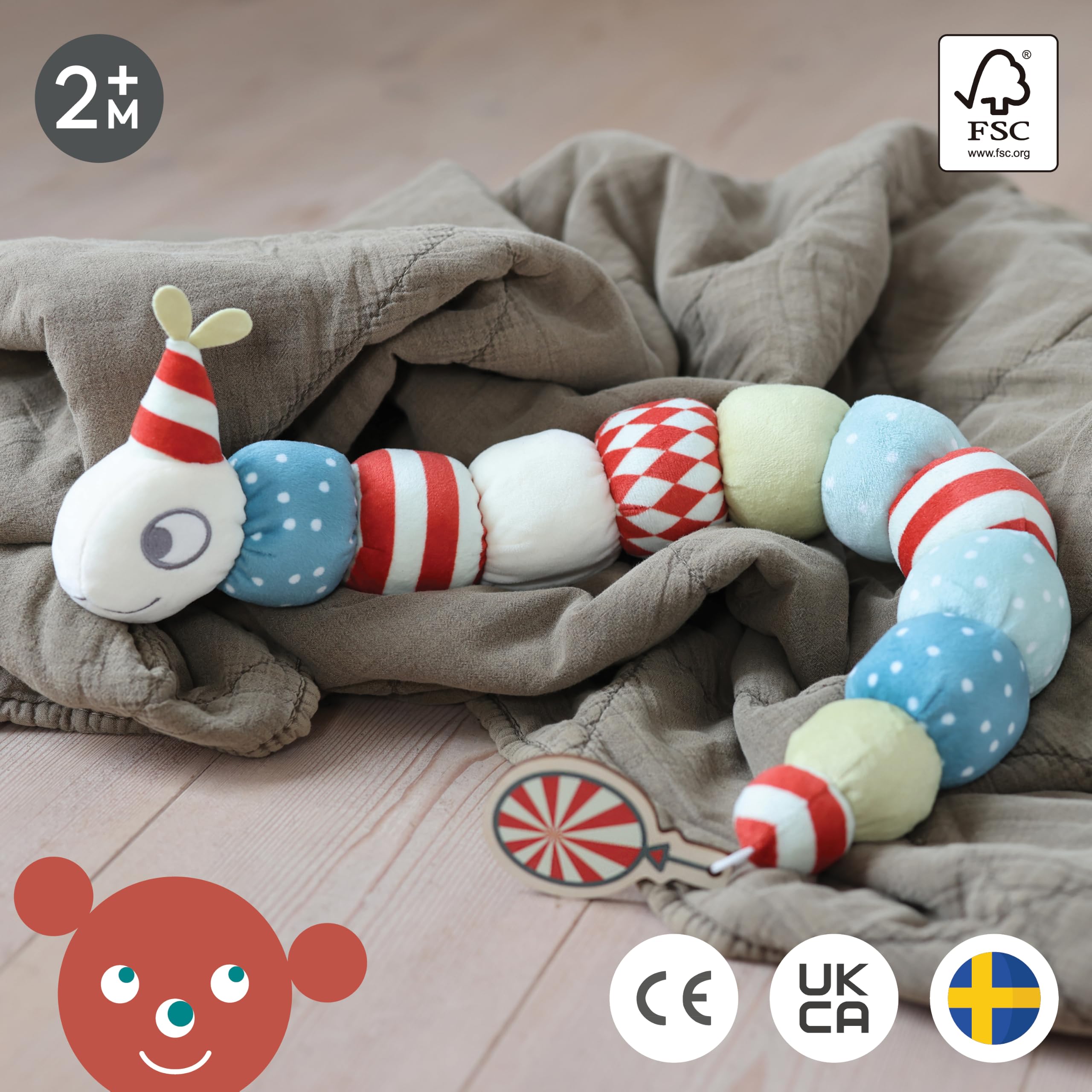 Micki Twinklebug zabawka dla niemowląt, zabawka sensoryczna z drewnianym