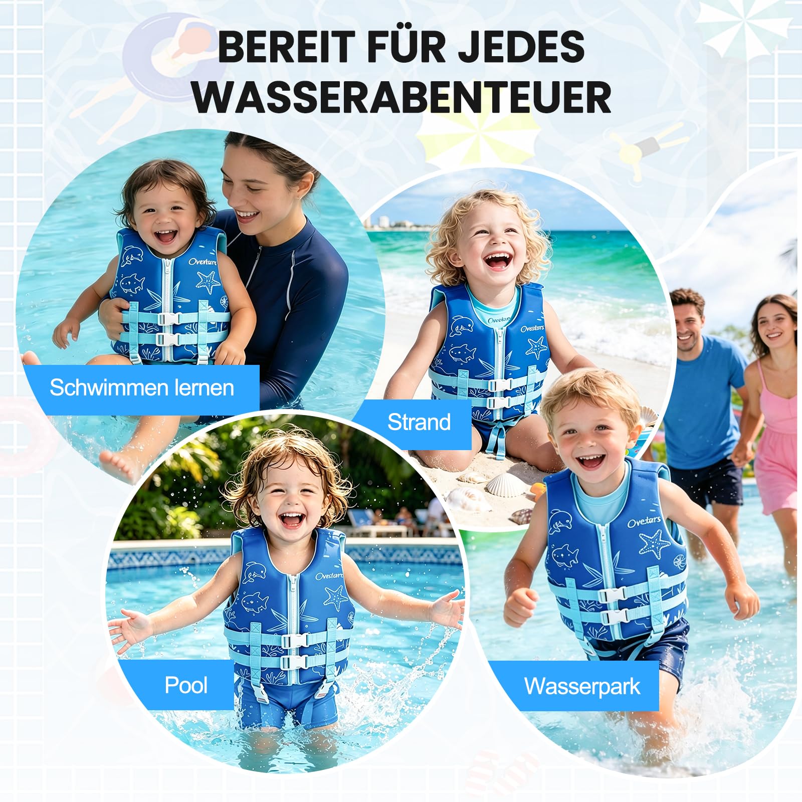 Schwimmweste Kinder 2-9 Jahre – TÜV geprüfte Schwimmhilfe & CE-zertifizierte Schwimmlernweste aus weichem Schaum – Bequeme Passform, hoher Auftrieb, ideal für Schwimmtraining & Wasserspaß