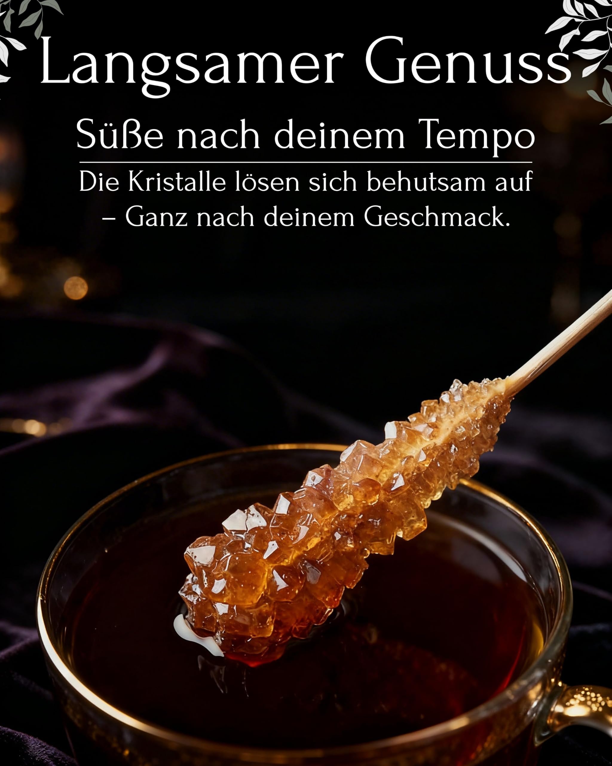 Premium Kandissticks 200 Stück | Teezucker am Stiel - Kandiszucker Stäbchen