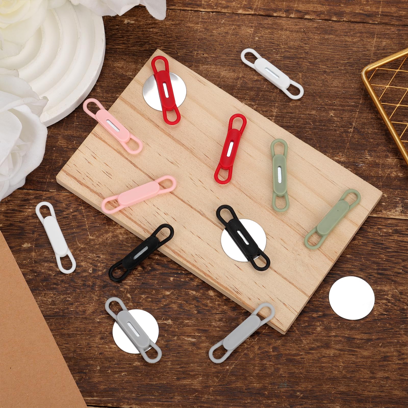 12 Portapenne Magnetici In Silicone - Multicolore, Per Lavagna E Frigorifero, Con Adesivi