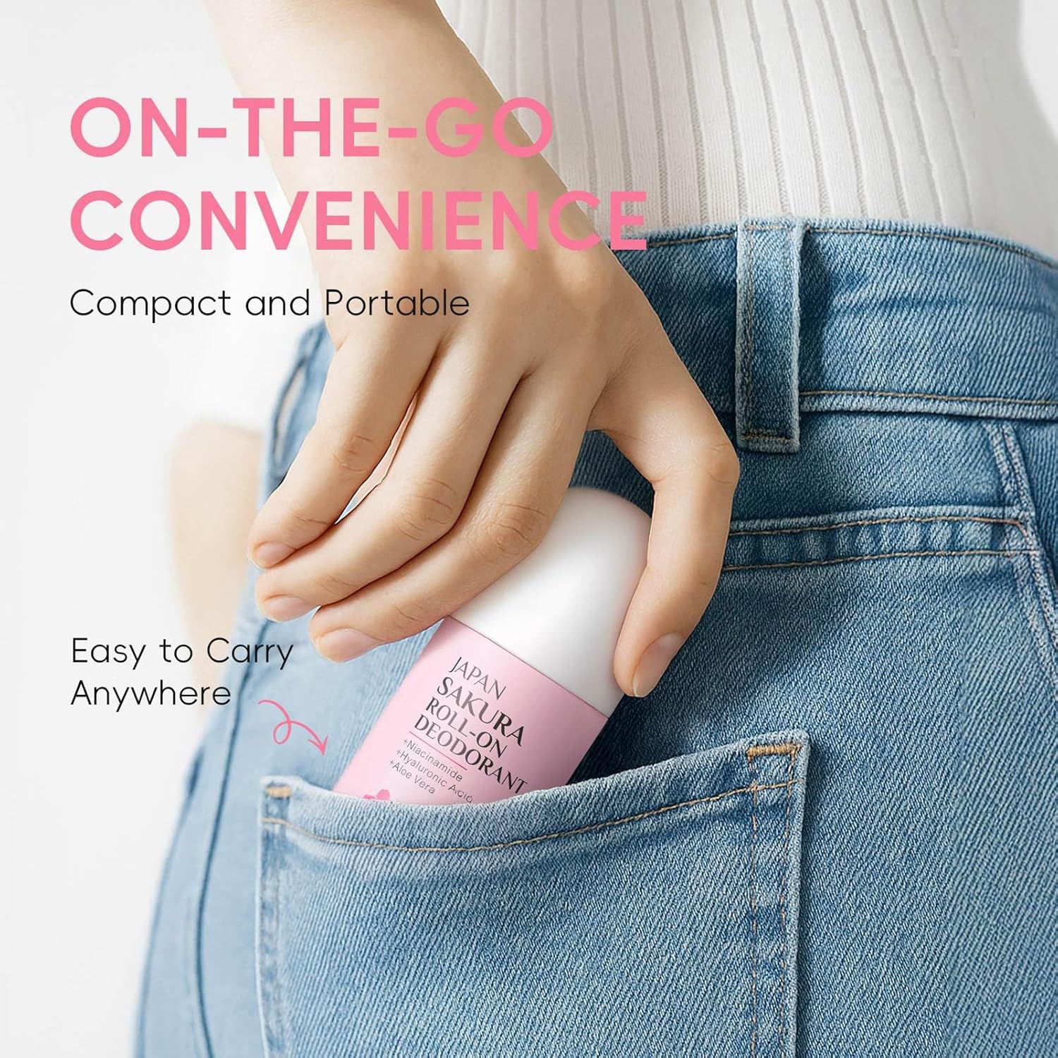 Roll-On Cherry Blossoms Deodorant Stick, Whole Body Deodorant for Women Infused with Vitamin C & Aloe, Lasting Odor & Sweat Protection, Moisturizing Gentle Formula for Smooth Skin, 60g - Image 6