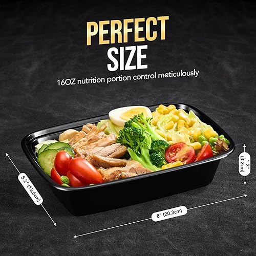 Miniatura 4 de Glotoch - Paquete de 50 recipientes de 16 onzas con tapas, recipientes de almacenamiento de alimentos extragruesos, recipientes duraderos de