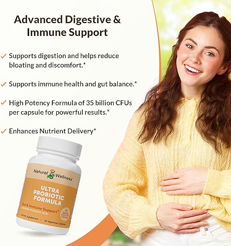 Miniatura 4 de Natural Wellness - Ultra Probióticos - 35 mil millones de células viables por cápsula vegetariana - Suministro de 1 mes