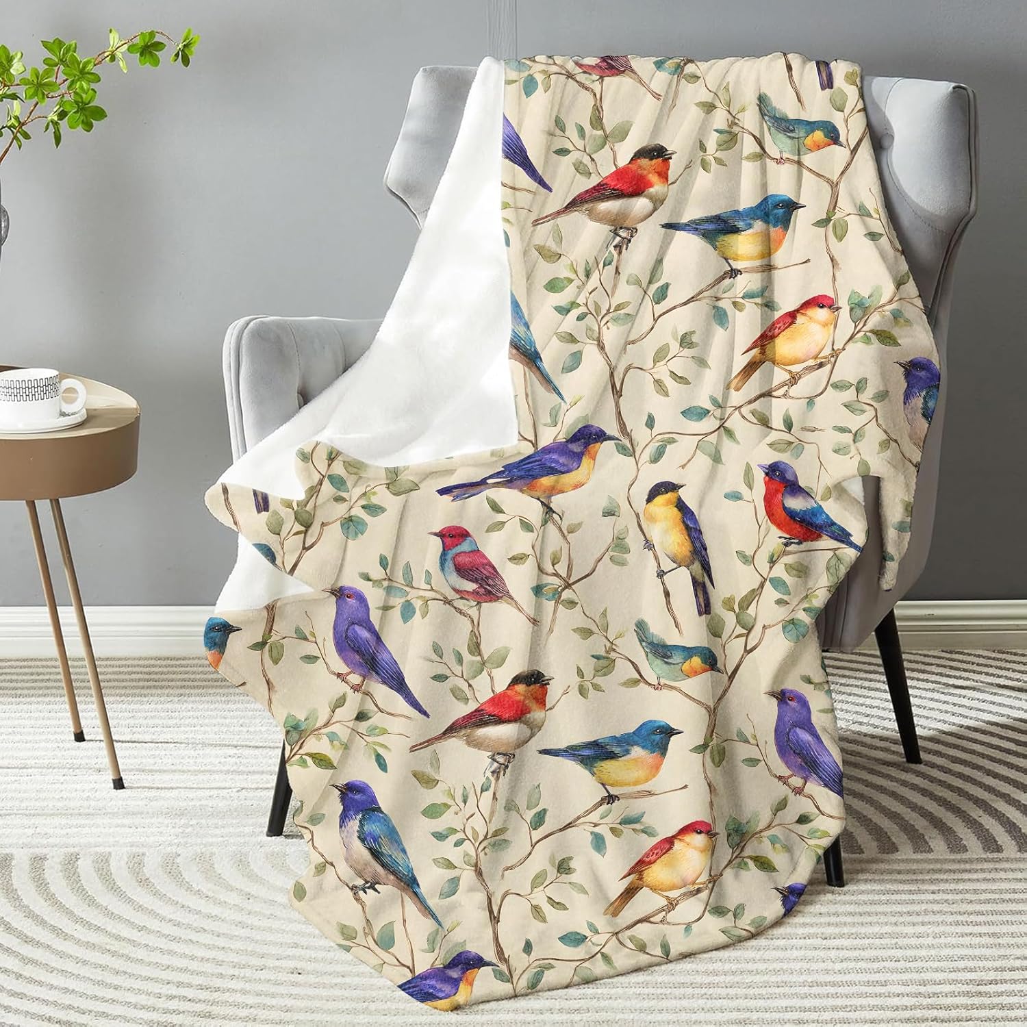 Colorful Bird Blanket - Plush, Soft, Comfy, Lightweight, Warm, Fuzzy, Cozy Flannel Throw Blanket for Couch, Travel, Bed, Office, Outdoor - 50in×60in - Image 2