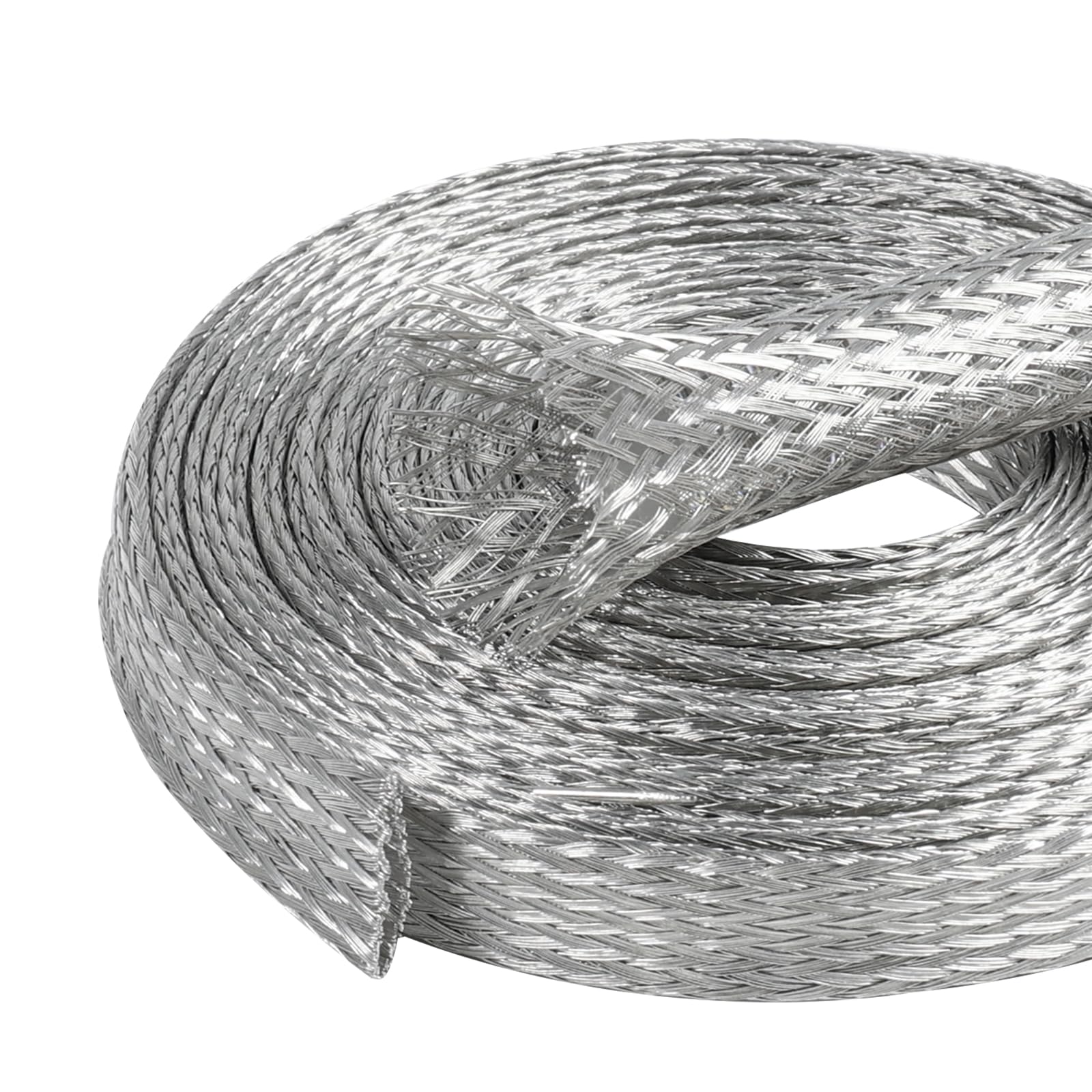 SUNNAREPOON Tinned Copper Wire Shielding Sleeve, Expandable Ground Strap Wiring Braided Sleeving Metal Mesh Sheathing Cabling Wiring Protector (5/16inch - 12ft)