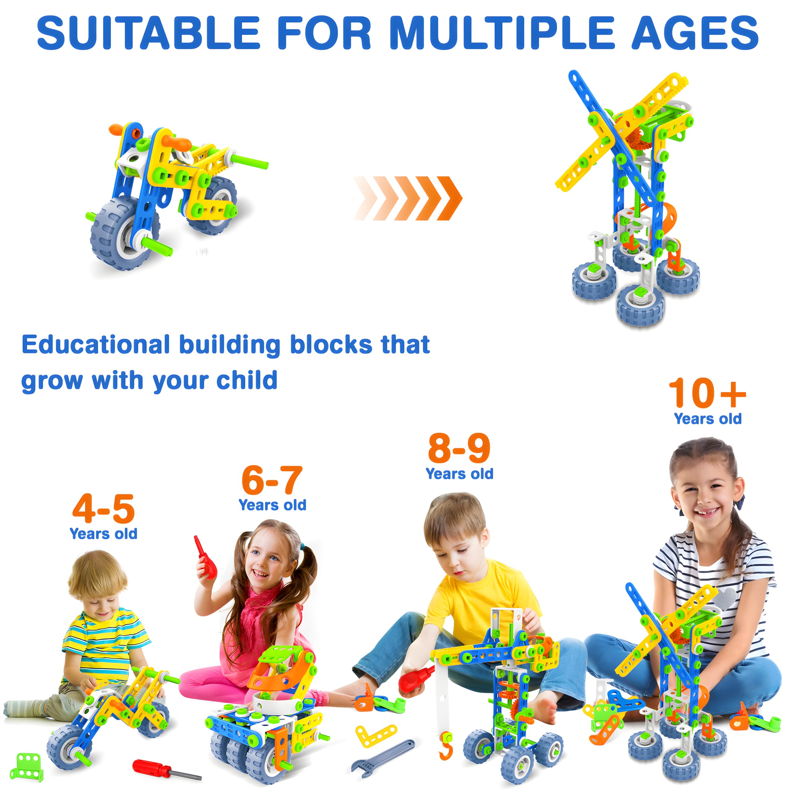 MOONTOY STEM zabawki budowlane STEM Zestaw edukacyjny dla dzieci 4 5 6 7 8, 12 w 1 zabawka konstrukcyjna prezent dla dzieci, edukacyjna zabawka edukacyjna od 4-8 lat zestaw do budowania 4 5 6 7 8 9 10