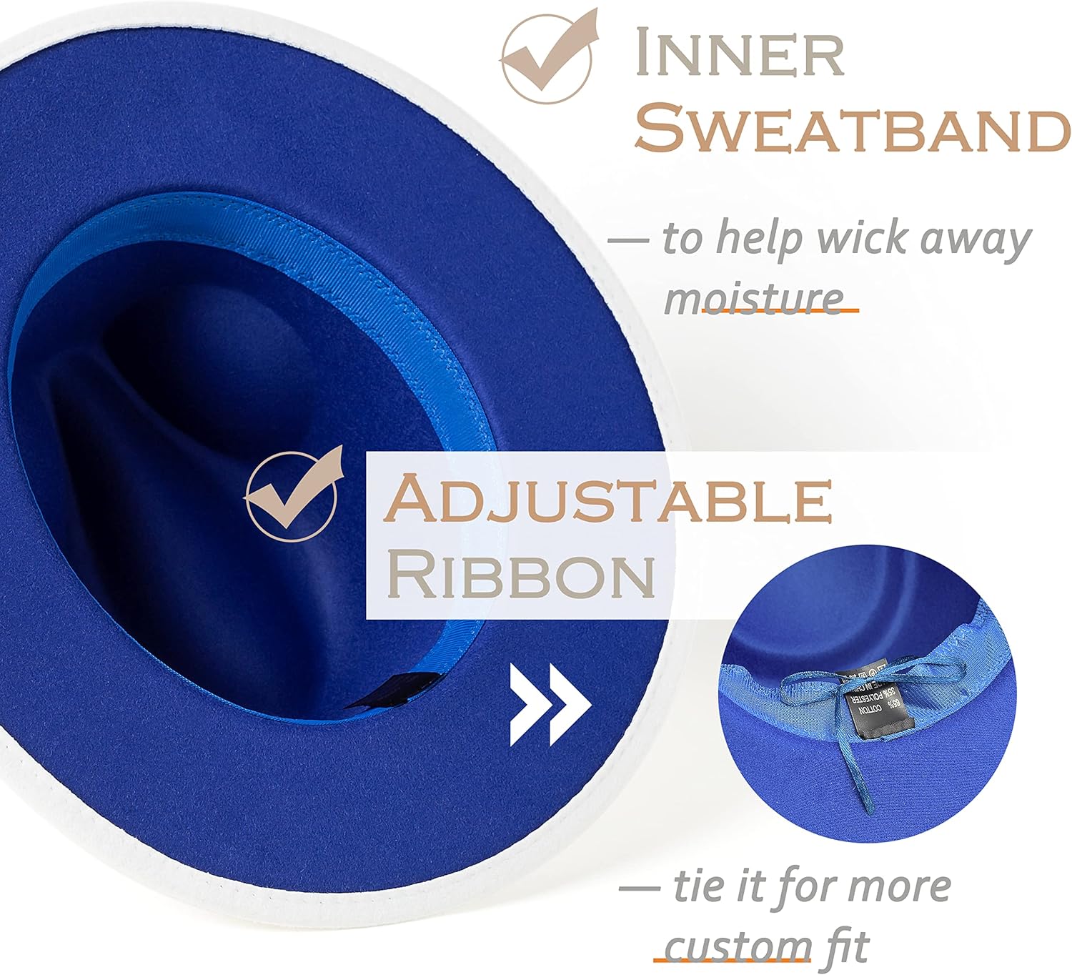 Lisianthus Women White Fedora Wide Brim Panama Hats with Color Belt Buckle - Image 5