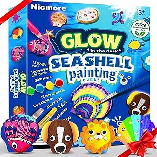 Nicmore Kids Sea Shell Art & Crafts: Glow in The Darkness Painting Kits Crafts for Age 4-6 4-8 8-12 Gift for Boys Girls Art Supplies Activities Toy Gifts for 3 4 5 6 7 8 9 10 11 12 Year Old