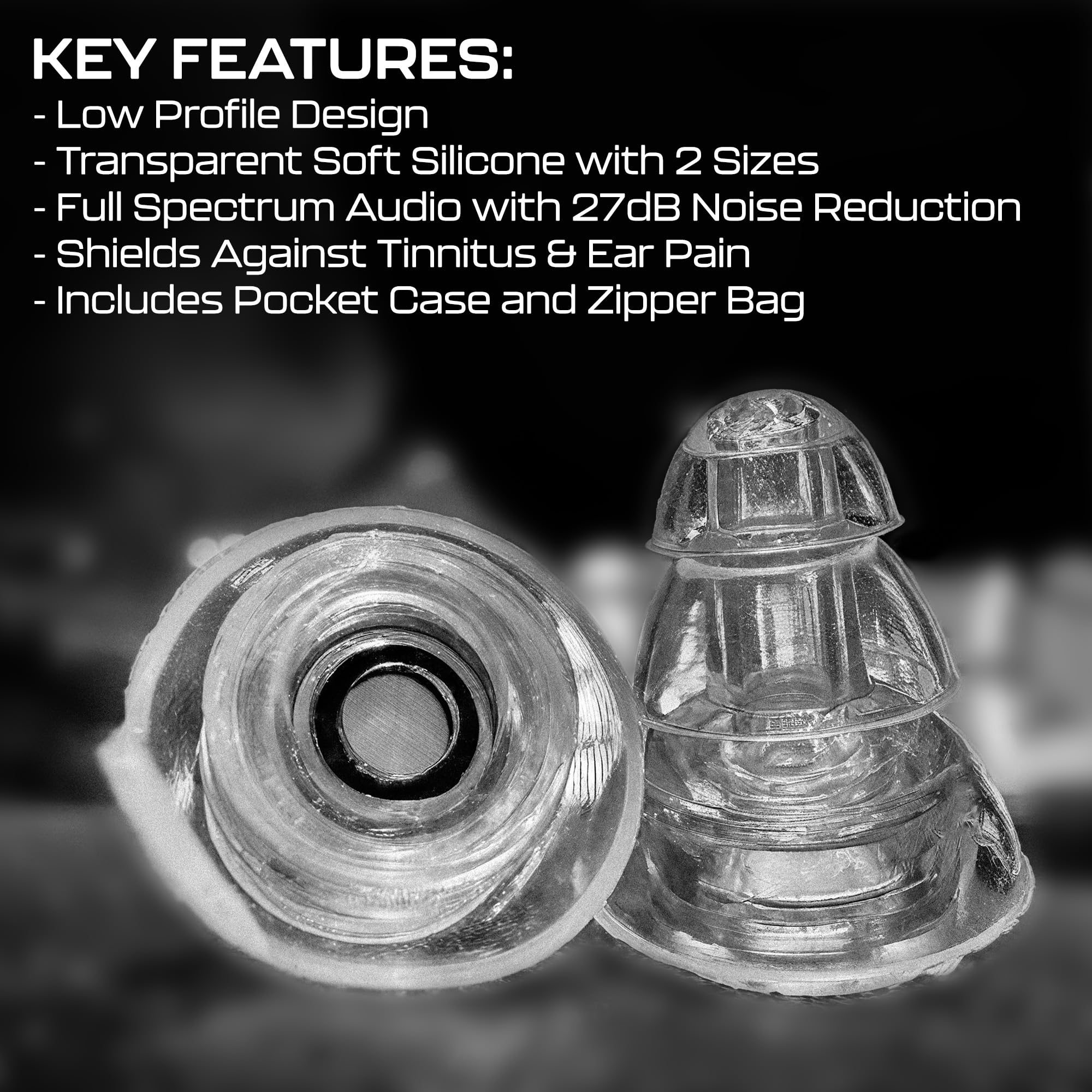 X27 - Tapones para los oídos de alta fidelidad para conciertos, reutilizables, con cancelación de ruido, protección auditiva, tapones de silicona de espectro completo para conciertos, música